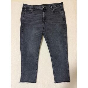 Gap Cigarette High Rise Jeans Womens 20 Plus Black Charcoal Raw Hem Stretch